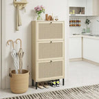 Rattan 3 Door Shoe Rack