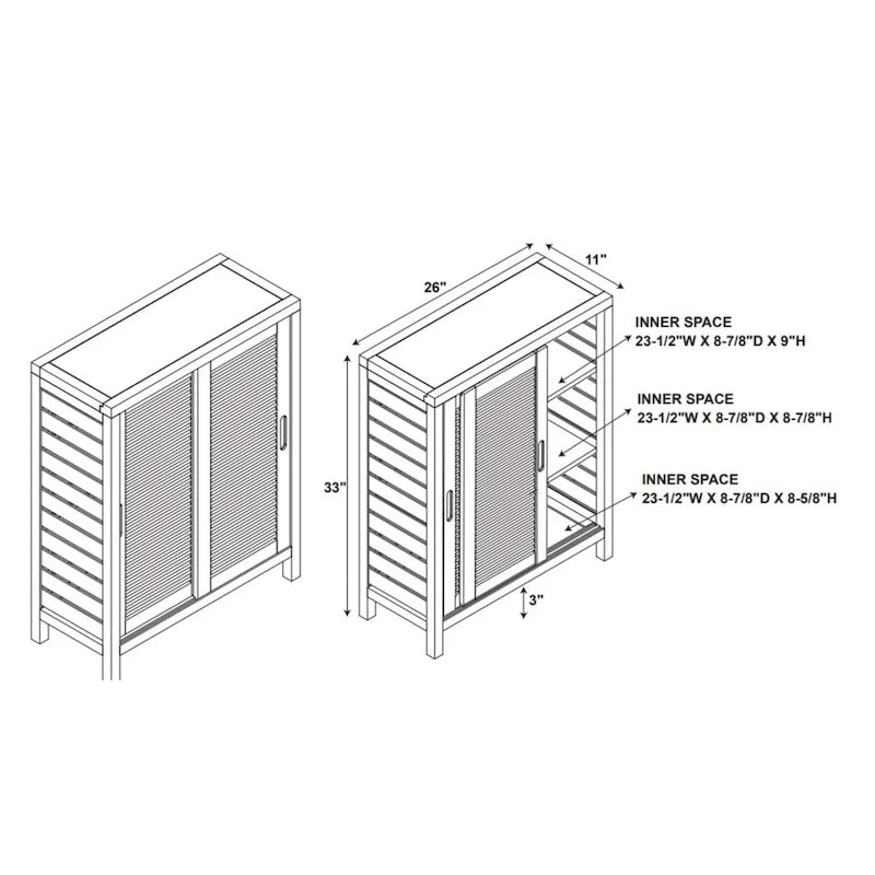 Two Door Storage Floor Cabinet - 33