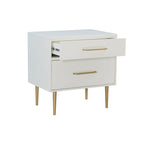 25.75 White Two Drawer Nightstand with Gold Pulls