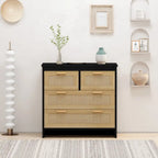 4 Drawers Rattan Cabinet,for Bedroom,Living Room,Dining Room,Hallways
