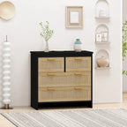 4 Drawers Rattan Cabinet,for Bedroom,Living Room,Dining Room,Hallways