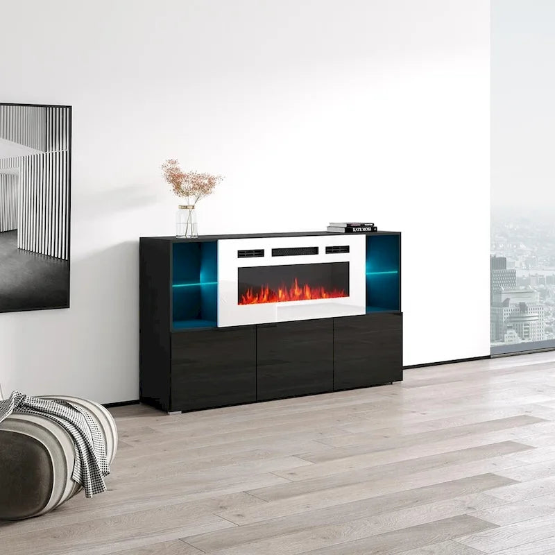 63-inch Modern Electric Fireplace Sideboard