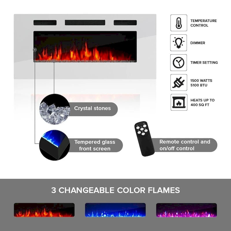 63-inch Modern Electric Fireplace Sideboard
