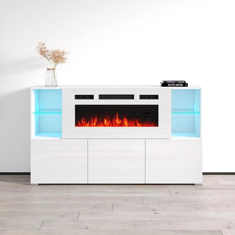 63-inch Modern Electric Fireplace Sideboard