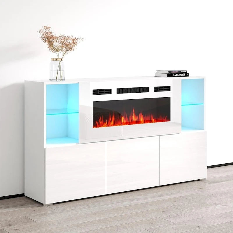 63-inch Modern Electric Fireplace Sideboard