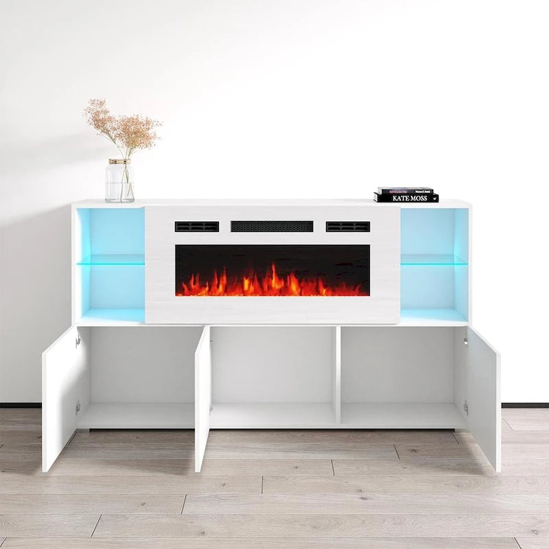 63-inch Modern Electric Fireplace Sideboard
