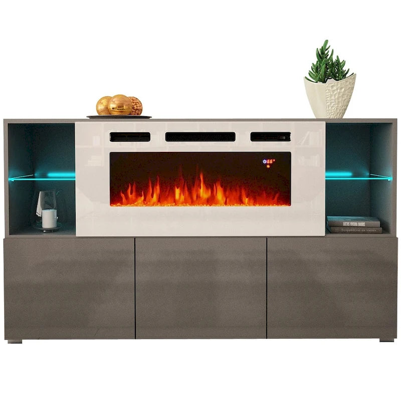 63-inch Modern Electric Fireplace Sideboard