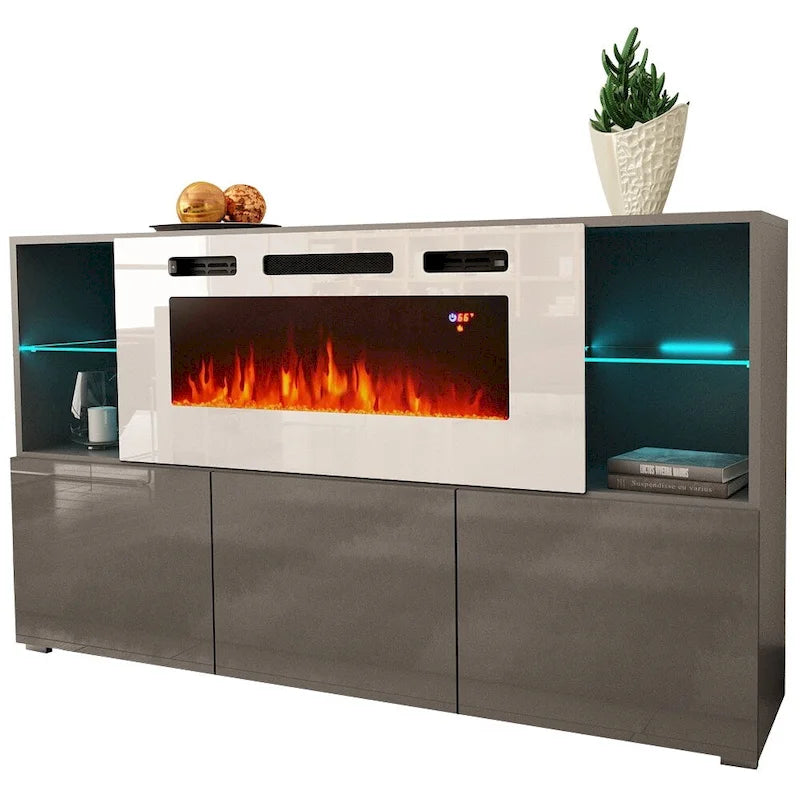 63-inch Modern Electric Fireplace Sideboard