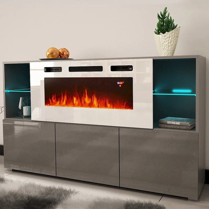 63-inch Modern Electric Fireplace Sideboard