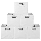 Set of 6 Foldable Fabric Storage Bins- White