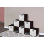 Set of 6 Foldable Fabric Storage Bins- White