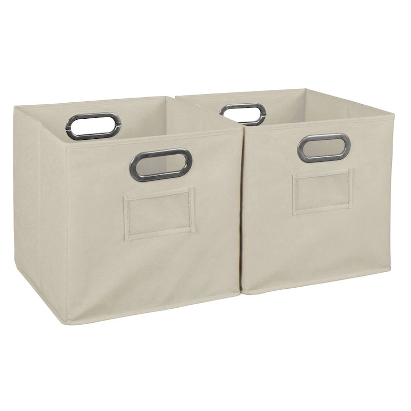 Noble Connect Set of 2 Foldable Fabric Storage Bins- Natural