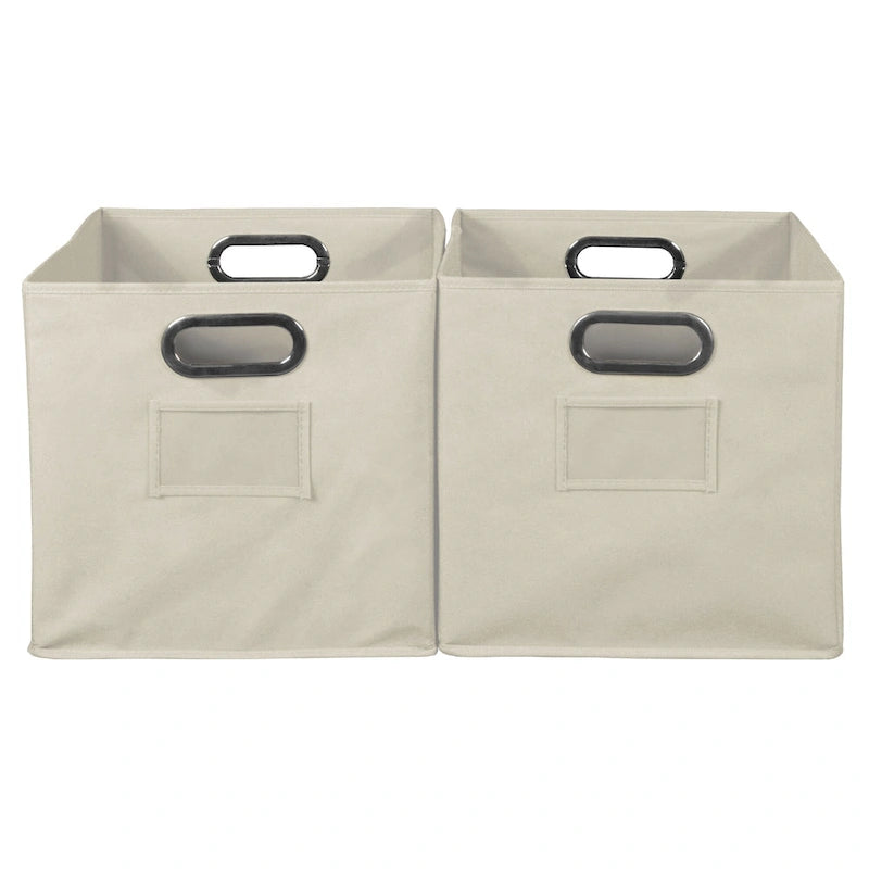 Set of 2 Foldable Fabric Storage Bins- Natural