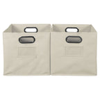 Set of 2 Foldable Fabric Storage Bins- Natural