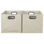 Set of 2 Foldable Fabric Storage Bins- Natural