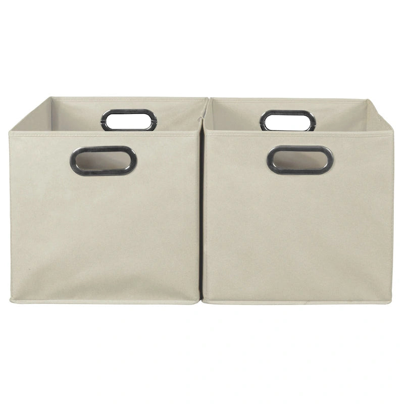 Set of 2 Foldable Fabric Storage Bins- Natural