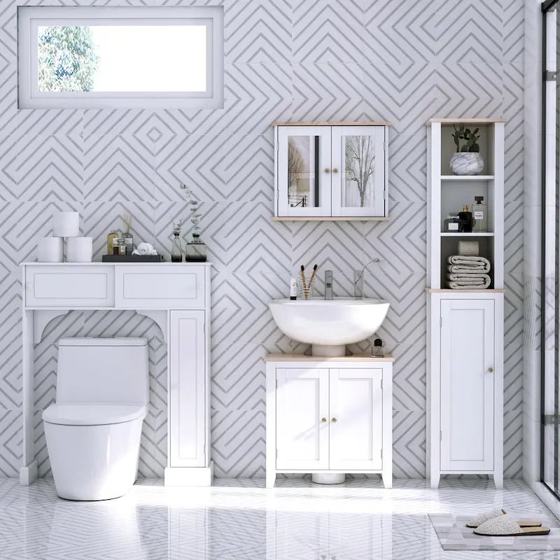 Freestanding Over Toilet Bathroom Storage Cabinet - White - 35*9*41
