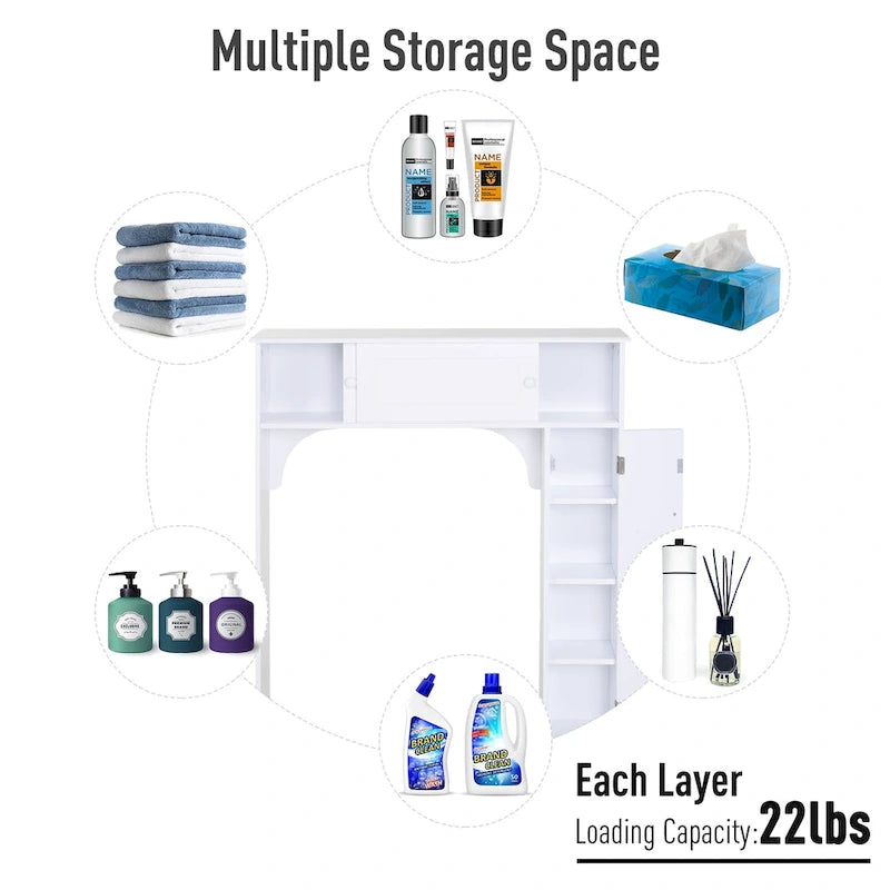 Freestanding Over Toilet Bathroom Storage Cabinet - White - 35*9*41