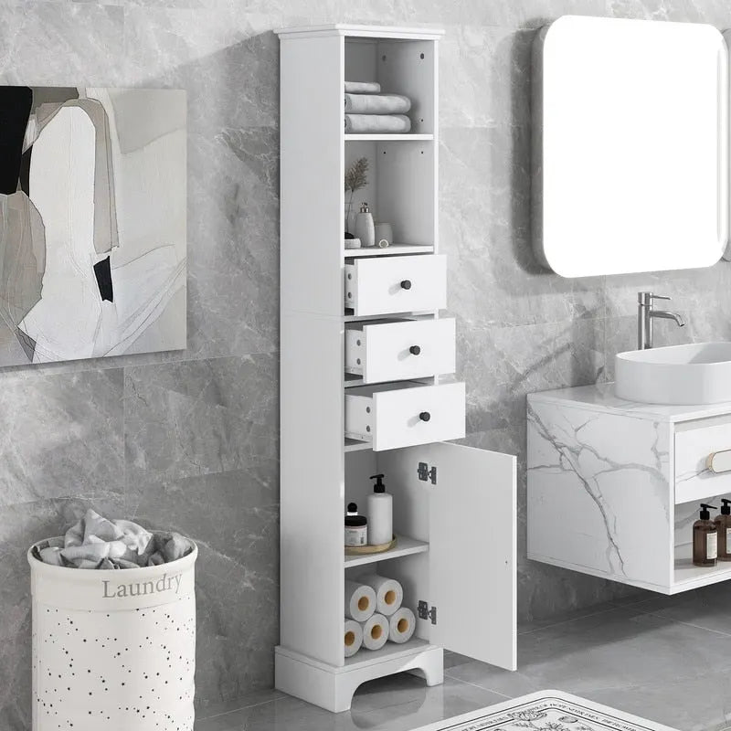 Freestanding Bathroom Storage Cabinet with 3 Drawers and Adjustable Shelf