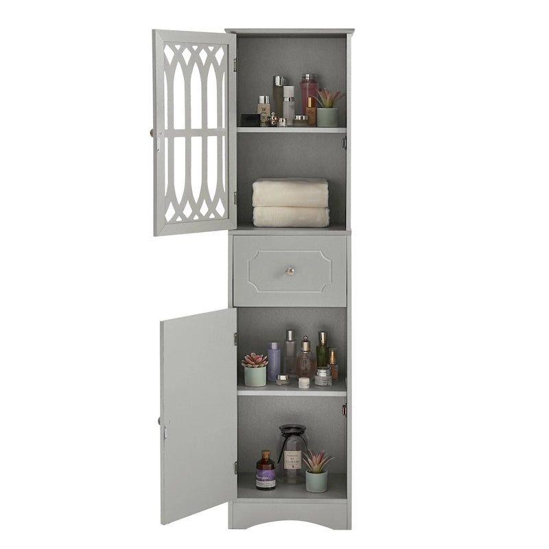 Freestanding Tall Bathroom Cabinet with Acrylic Door