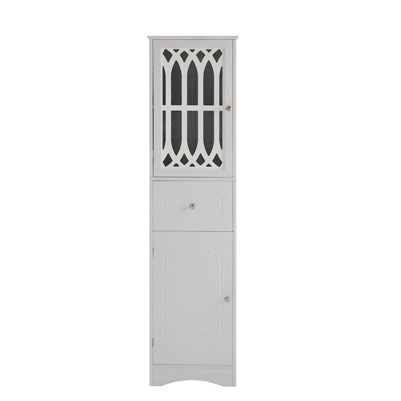 Freestanding Tall Bathroom Cabinet with Acrylic Door