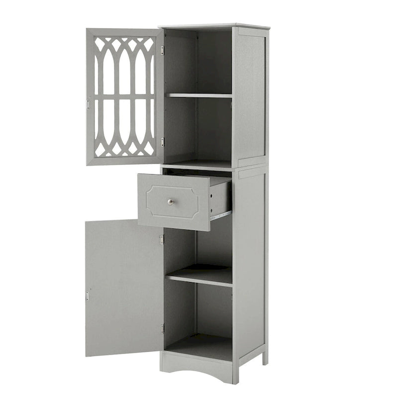 Freestanding Tall Bathroom Cabinet with Acrylic Door