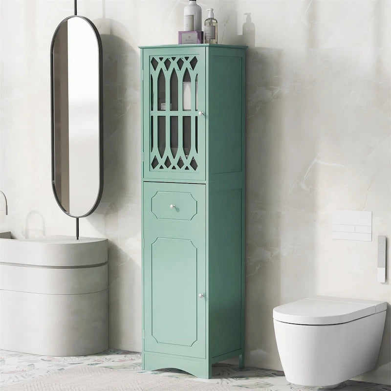 Freestanding Tall Bathroom Cabinet with Acrylic Door