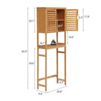 Bamboo Over-The-Toilet Organizer Cabinet, Bathroom Storage Shelf with Doors and Shelves Freestanding Space Saver