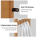 Bamboo Over-The-Toilet Organizer Cabinet, Bathroom Storage Shelf with Doors and Shelves Freestanding Space Saver