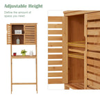 Bamboo Over-The-Toilet Organizer Cabinet, Bathroom Storage Shelf with Doors and Shelves Freestanding Space Saver