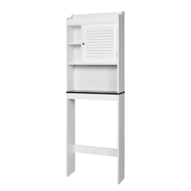 Bamboo Over-The-Toilet Organizer Cabinet, Bathroom Storage Shelf with Doors and Shelves Freestanding Space Saver