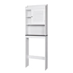 Bamboo Over-The-Toilet Organizer Cabinet, Bathroom Storage Shelf with Doors and Shelves Freestanding Space Saver