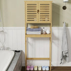 Bathroom Over The Toilet Storage Cabinet Organizer With Doors Shelves - 25 x 10 x 69
