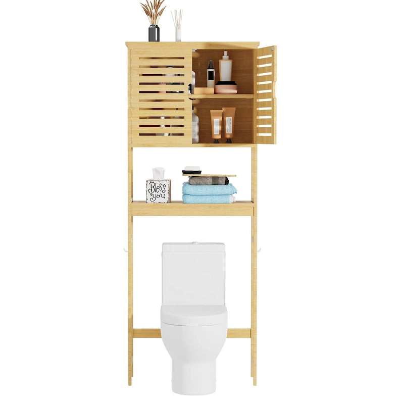 Bathroom Over The Toilet Storage Cabinet Organizer With Doors Shelves - 25 x 10 x 69