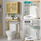 Bathroom Over The Toilet Storage Cabinet Organizer With Doors Shelves - 25 x 10 x 69