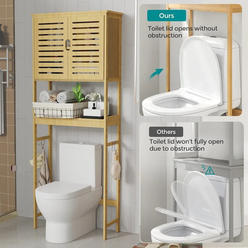 Bathroom Over The Toilet Storage Cabinet Organizer With Doors Shelves - 25 x 10 x 69