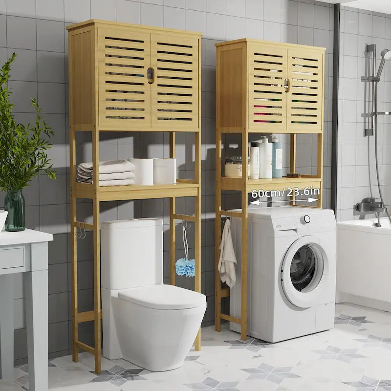 Bathroom Over The Toilet Storage Cabinet Organizer With Doors Shelves - 25 x 10 x 69