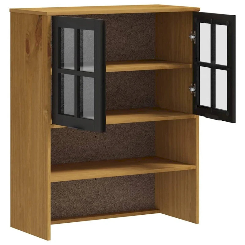 Solid Pine High Cabinet Top Unit (with Glass Doors) — 31.5 x 14.6 x 39.4