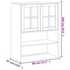 Solid Pine High Cabinet Top Unit (with Glass Doors) — 31.5 x 14.6 x 39.4