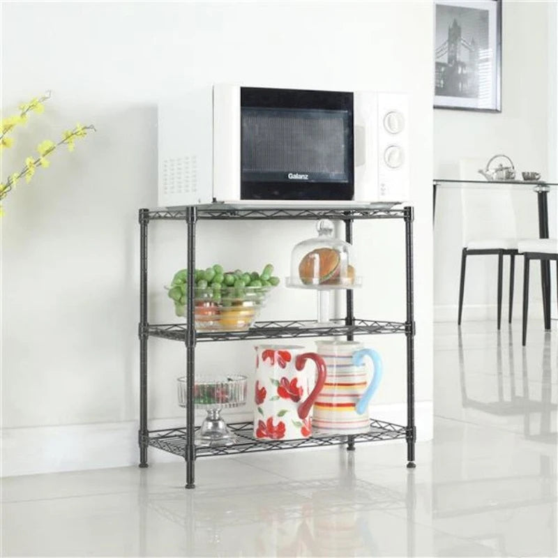 3 Layers Carbon Steel & PP Storage Rack Black - 23.22 x 13.39 x 31.5 in
