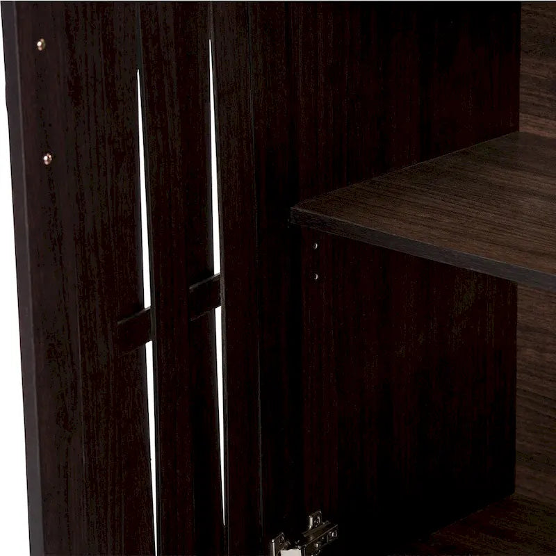 Modern and Contemporary Dark Brown Sideboard Storage Cabinet - 31.2 High x 15.6 Wide x 35.1 Deep