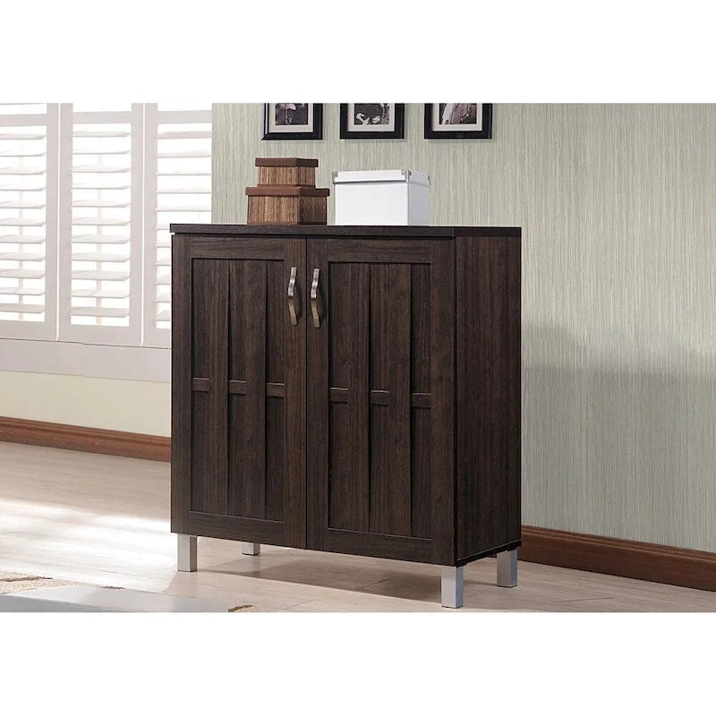 Modern and Contemporary Dark Brown Sideboard Storage Cabinet - 31.2 High x 15.6 Wide x 35.1 Deep