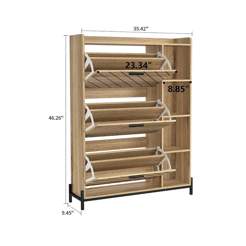 Elegant Stylish Wooden Shoe Storage Cabinet with Metal Legs
