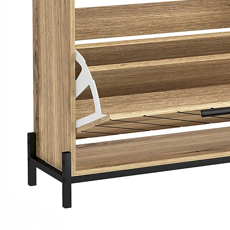Meuble à chaussures élégant et stylé en bois avec pieds en métal