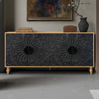 Carved Symmetrical Design Door Sideboards