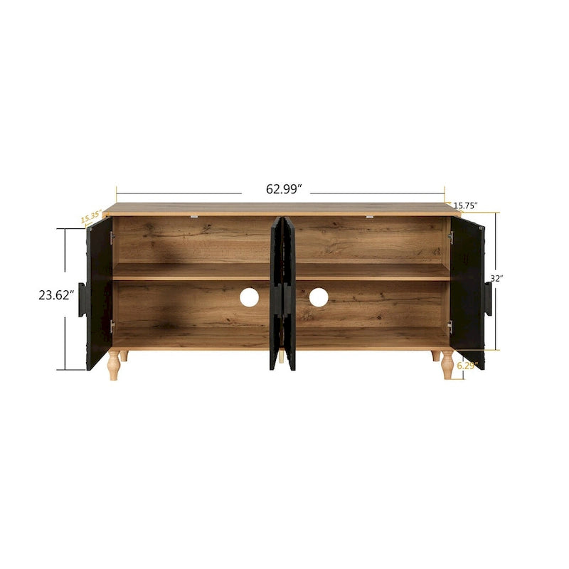 Carved Symmetrical Design Door Sideboards