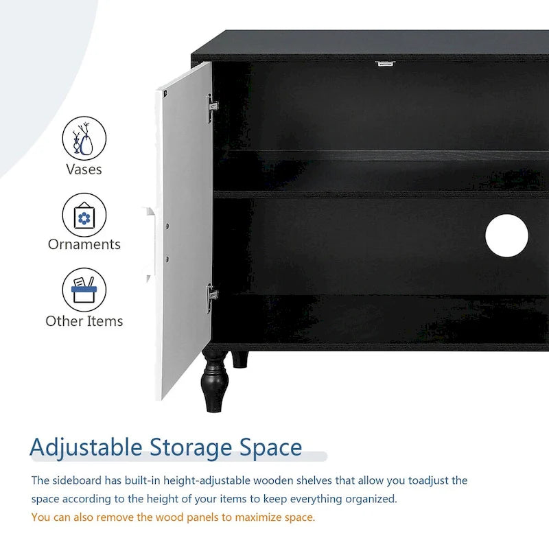 Carved Symmetrical Design Door Sideboards