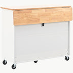 Kitchen Island with Drop Leaf, LED Light Kitchen Cart on Wheels
