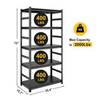 Storage Shelves 5 Tier Heavy Duty Metal Shelving Unit Adjustable Shelving Units and Storage Rack Kitchen Garage Shelf
