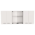 59-inch Two Center Glass Doors Wall Cabinet White